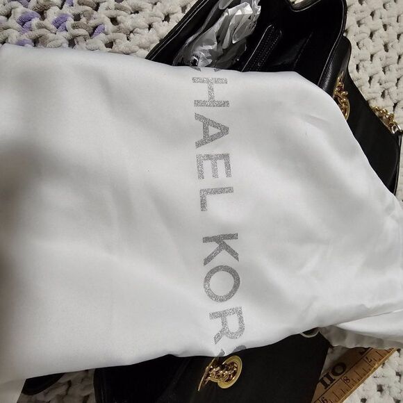 NWT MICHAEL KORS GENUINE LEATHER SLOAN GOLD CHAIN STRAP CONVERTIBLE BAG MEDIUM - Picture 9 of 16